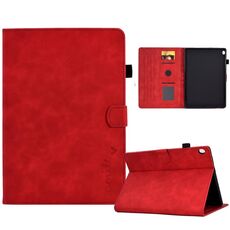 Per Lenovo Tab M10 Custodia in pelle per tablet con sorriso in rilievo (rosso)