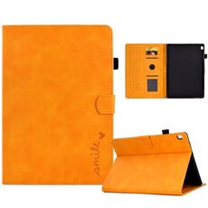 Per Lenovo Tab M10 Custodia in pelle per tablet con sorriso in rilievo (cachi)