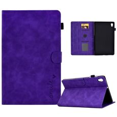Per Lenovo Tab M10 HD Gen 2 Custodia in pelle per tablet con sorriso in rilievo (viola)