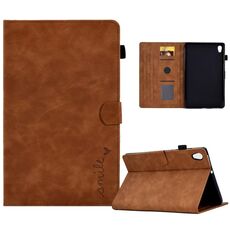 Per Lenovo Tab M10 HD Gen 2 Custodia in pelle per tablet con sorriso in rilievo (marrone)