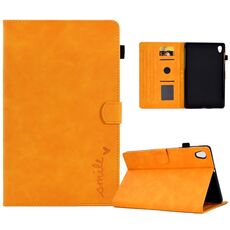 Custodia in pelle per tablet Lenovo Tab M10 HD Gen 2 in rilievo con sorriso in rilievo (cachi)
