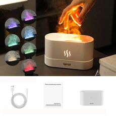 Umidificatore d'aria per scrivania da ufficio a casa con macchina per aromaterapia a fiamma a 7 colori (bianco)