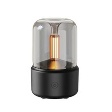 Diffusore di aromi a lume di candela simulato da 120 ml USB Umidificatore a luce notturna per atmosfera domestica (nero)