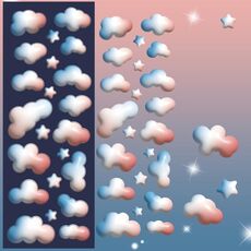 10 PCS Color Cloud Fine Flash Laser Decorazione Diario Mano Account Adesivo fai da te (blu rosa)