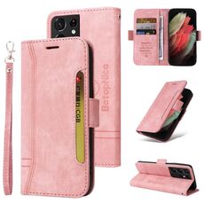 Per Samsung Galaxy S21 Ultra 5G BETOPNICE Custodia in pelle con fibbia a doppio lato (rosa)