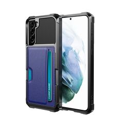 Per Samsung Galaxy S22 + 5G ZM02 Custodia per telefono con supporto per slot per schede (blu)