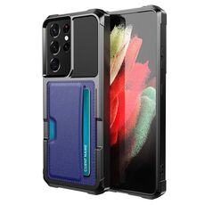 Per Samsung Galaxy S21 Ultra 5G ZM02 Custodia per telefono con supporto per slot per schede (blu)