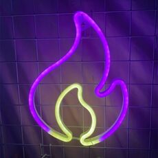 NHD-HY-01 Luci decorative per feste a forma di fiamma a LED al neon USB (rosa + bianco caldo)