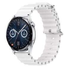 Per Huawei Watch GT3 46mm 22mm Cinturino in silicone a tinta unita stile oceano (bianco)