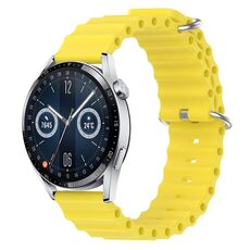 Per Huawei Watch GT3 46mm 22mm Cinturino in silicone a tinta unita stile oceano (giallo)
