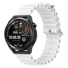 Per Huawei Watch GT Runner 22mm Cinturino in silicone a tinta unita stile oceano (bianco)