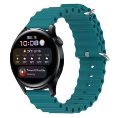 Per Huawei Watch 3 22mm Cinturino in silicone a tinta unita stile oceano (verde)