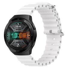 Per Huawei Watch GT 2E 22mm Cinturino in silicone a tinta unita stile oceano (bianco)