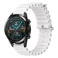 Per Huawei GT2 46mm 22mm Cinturino in silicone a tinta unita stile oceano (bianco)