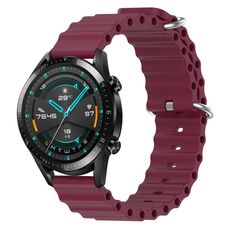 Per Huawei GT2 46mm 22mm Cinturino in silicone a tinta unita stile oceano (rosso vino)