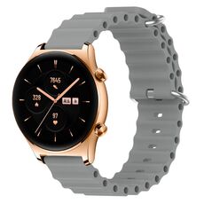 Cinturino per orologio For Honor Watch GS 3 22 mm in silicone a tinta unita stile oceano (grigio)