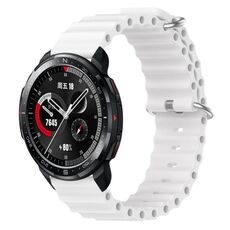 Cinturino per orologio For Honor Watch GS Pro 22mm in silicone a tinta unita stile oceano (bianco)
