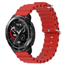 Cinturino per orologio For Honor Watch GS Pro 22 mm in silicone a tinta unita stile oceano (rosso)