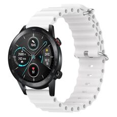 For Honor Magic Watch 2 46mm 22mm Cinturino in silicone a tinta unita stile oceano (bianco)