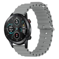 Cinturino per orologio For Honor Magic Watch 2 46 mm 22 mm stile oceano in silicone a tinta unita (grigio)