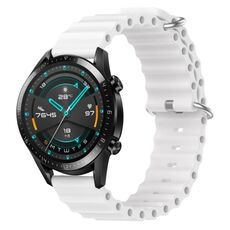Per Huawei Watch GT2 42mm 20mm Cinturino in silicone a tinta unita stile oceano (bianco)