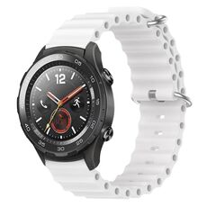 Per Huawei Watch 2 20mm Cinturino in silicone a tinta unita stile oceano (bianco)