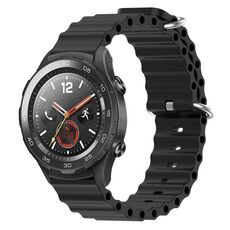 Per Huawei Watch 2 Cinturino per orologio in silicone a tinta unita da 20 mm stile oceano (nero)