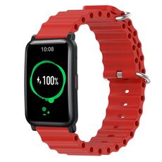 Cinturino per orologio For Honor Watch ES 20 mm in silicone a tinta unita stile oceano (rosso)
