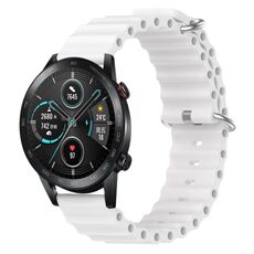 Per Honor MagicWatch2 42mm 20mm Cinturino in silicone a tinta unita stile oceano (bianco)
