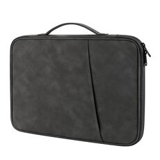 Per laptop da 9,7-11 pollici Borsa in pelle con struttura in pelle di pecora portatile (grigio)
