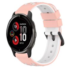 Per Garmin Venu 2 Plus 20mm Cinturino in silicone poroso bicolore (rosa + bianco)