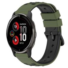 Per Garmin Venu 2 Plus 20mm Cinturino in silicone poroso bicolore (verde militare + nero)