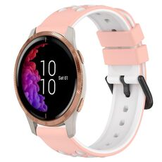 Per Garmin Venu 20mm Cinturino in silicone poroso bicolore (rosa + bianco)