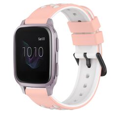 Per Garmin Venu SQ 20mm Cinturino in silicone poroso bicolore (rosa + bianco)