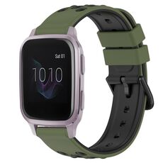 Per Garmin Venu SQ 20mm Cinturino in silicone poroso bicolore (verde militare + nero)