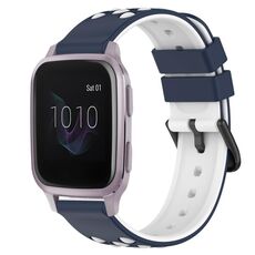 Per Garmin Venu SQ 20mm Cinturino in silicone poroso bicolore (blu notte + bianco)