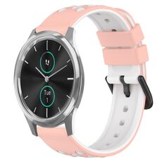 Per Garminmove Luxe 20mm Cinturino in silicone poroso bicolore (rosa + bianco)