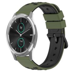Per Garminmove Luxe 20mm Cinturino in silicone poroso bicolore (verde militare + nero)