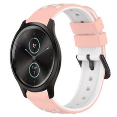 Per Garmin Garminmove Style 20mm Cinturino in silicone poroso bicolore (rosa + bianco)
