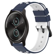 Per Garmin Garminmove Style 20mm Cinturino in silicone poroso bicolore (blu notte + bianco)