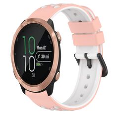 Per Garmin Forerunner 645 Music 20mm Cinturino in silicone poroso bicolore (rosa + bianco)