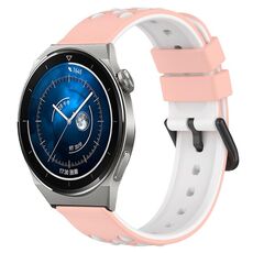 Per Huawei Watch GT3 Pro 43mm 20mm Cinturino in silicone poroso bicolore (rosa + bianco)
