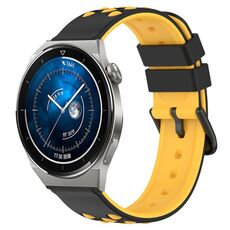 Per Huawei Watch GT3 Pro 43mm 20mm Cinturino in silicone poroso bicolore (nero + giallo)