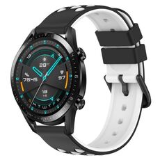 Per Huawei Watch GT2 42mm 20mm Cinturino in silicone poroso bicolore (nero + bianco)