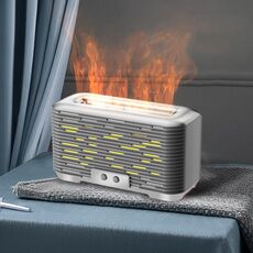 Umidificatore per aromaterapia a fiamma simulata da 350 ml con funzione di temporizzazione (argento)