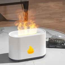 200ML Simulazione Diffusore di aromaterapia Fiamma Umidificatore Purificatore d'aria ad ultrasuoni (bianco)