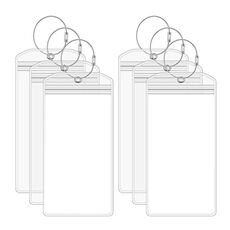 6 PCS QD-2501 Portachiavi in ​​acciaio inossidabile Etichetta per bagagli in PVC trasparente (18,5x9 cm)