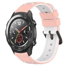 Per Huawei Watch 2 Cinturino in silicone poroso bicolore da 20 mm (rosa + bianco)