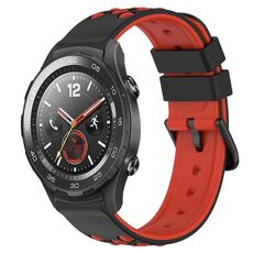 Per Huawei Watch 2 Cinturino in silicone poroso bicolore da 20 mm (nero + rosso)