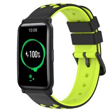 Cinturino per orologio in silicone poroso a due colori For Honor Watch ES 20 mm (nero + verde lime)
